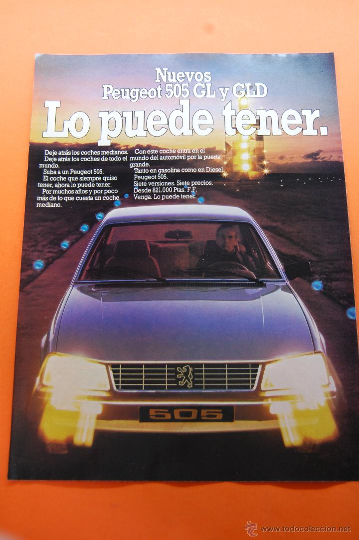 Coches y Motocicletas: PUBLICIDAD 1982 - COLECCION COCHES - PEUGEOT - 505 GL Y GLD