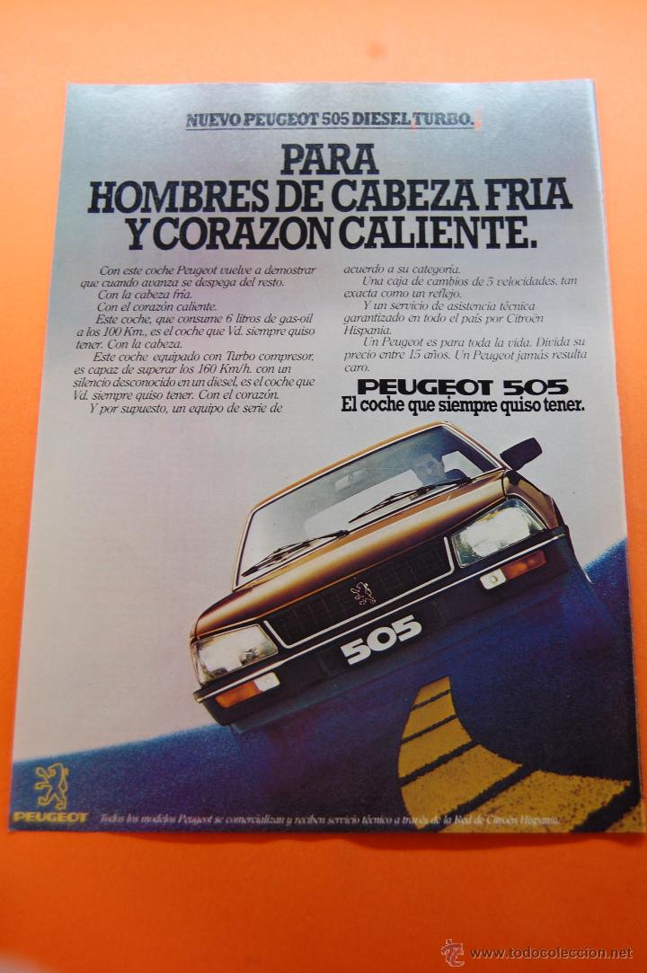 Coches y Motocicletas: PUBLICIDAD 1981 - COLECCION COCHES - PEUGEOT - 505 DIESEL TURBO