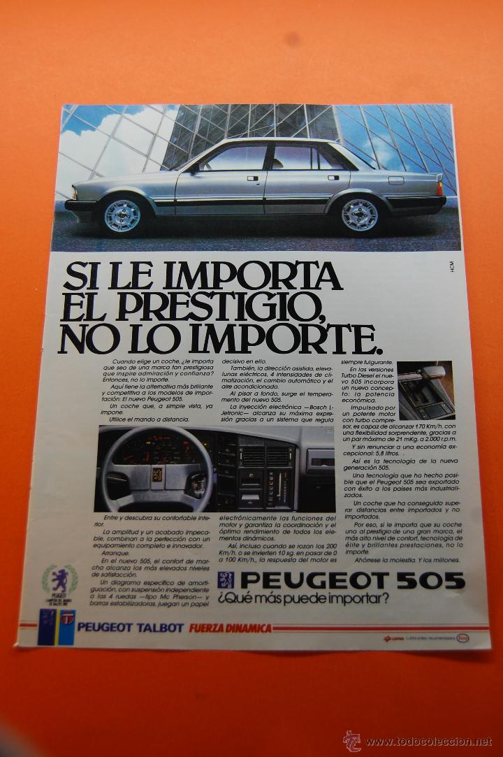 Coches y Motocicletas: PUBLICIDAD 1986 - COLECCION COCHES - PEUGEOT TALBOT - 505