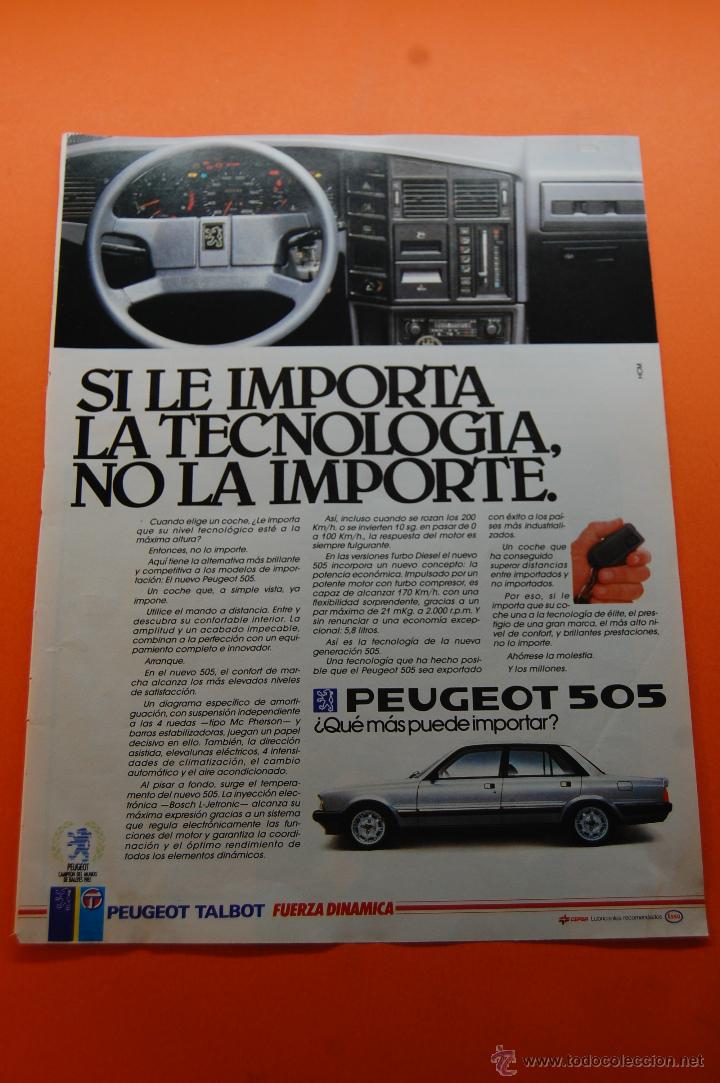 Coches y Motocicletas: PUBLICIDAD 1986 - COLECCION COCHES - PEUGEOT TALBOT - 505