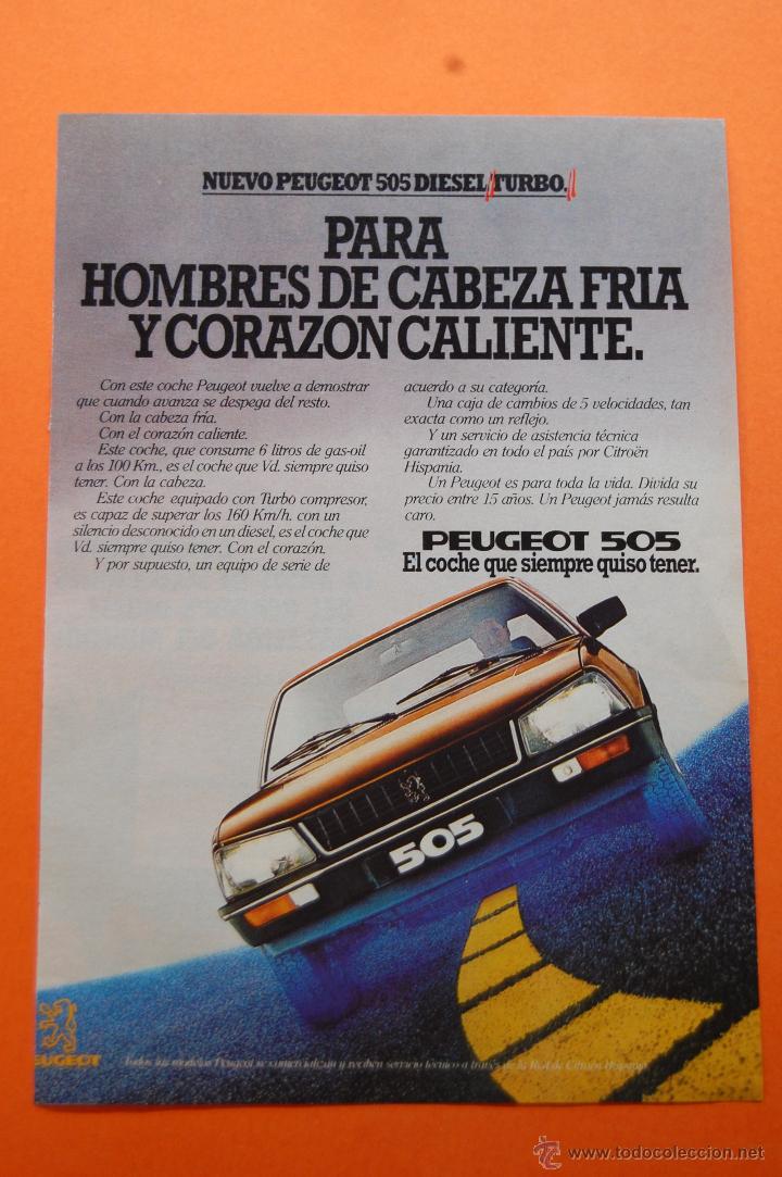 Coches y Motocicletas: PUBLICIDAD 1981 - COLECCION COCHES - PEUGEOT TALBOT - 505 DIESEL TURBO