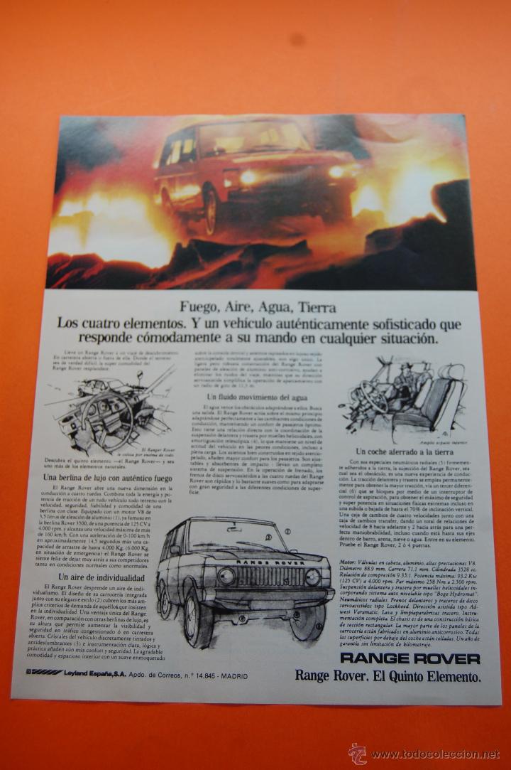 Coches y motocicletas: PUBLICIDAD 1983 - COLECCION COCHES - RANGE ROVER - LEYLAND ESPA&Ntilde;A - EL QUINTO ELEMENTO