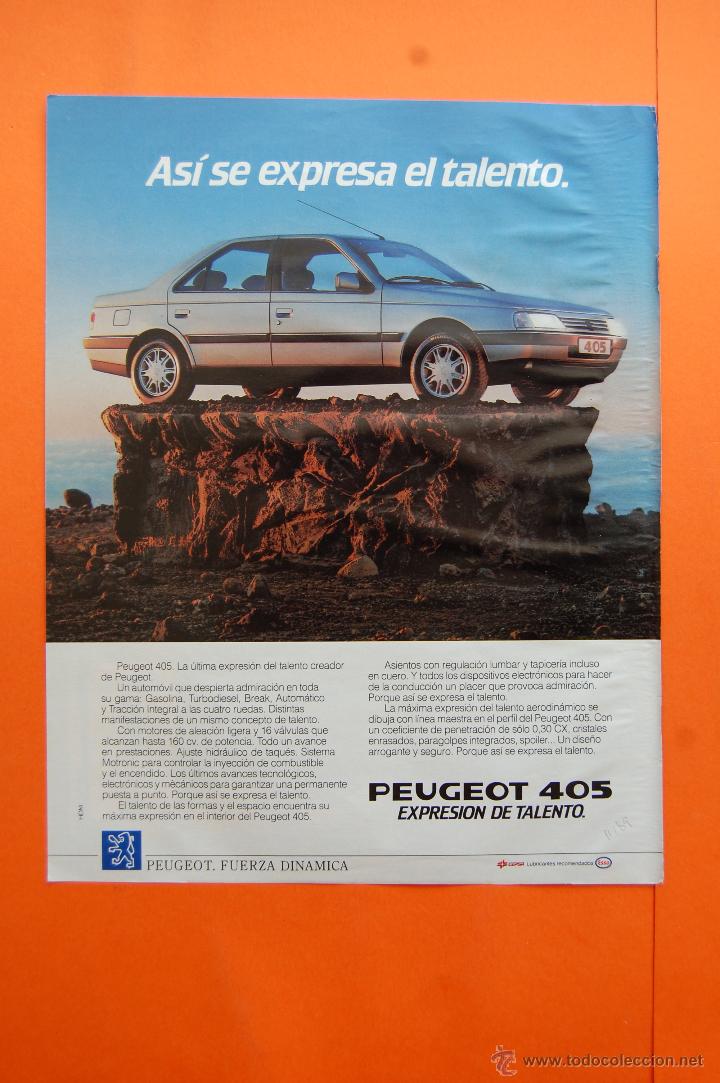 Coches y Motocicletas: PUBLICIDAD 1989 - COLECCION COCHES - PEUGEOT - 405