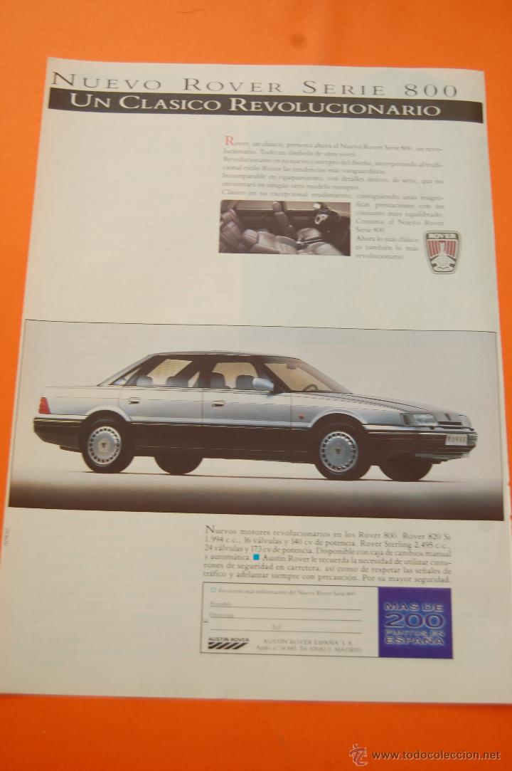 Coches y motocicletas: PUBLICIDAD 1987 - COLECCION COCHES - AUSTIN ROVER - ROVER SERIE 800