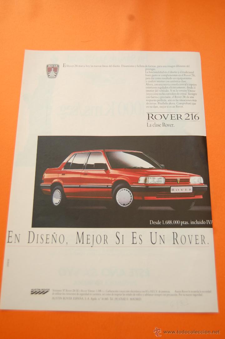 Coches y motocicletas: PUBLICIDAD 1987 - COLECCION COCHES - AUSTIN ROVER - ROVER 216