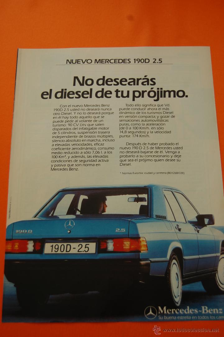 Coches y motocicletas: PUBLICIDAD 1986 - COLECCION COCHES - MERCEDES BENZ - 190 D 2.5