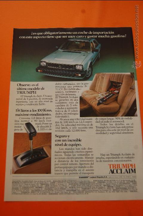 Automobili e Motociclette: PUBLICIDAD 1983 - COLECCION COCHES - LEYLAND ESPA&Ntilde;A - TRIUMPH ACCLAIM