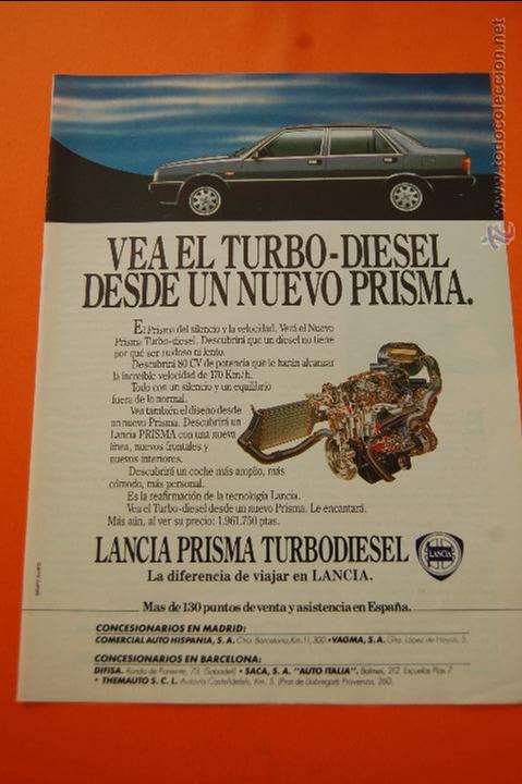 Coches y motocicletas: PUBLICIDAD 1986 - COLECCION COCHES - LANCIA - PRISMA TURBO DIESEL