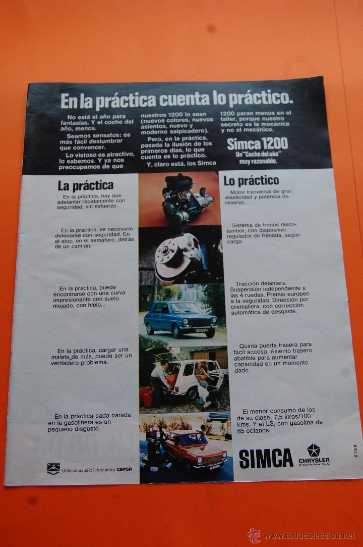 Coches y Motocicletas: PUBLICIDAD 1972 - COLECCION COCHES - SIMCA CHRYSLER - 1200