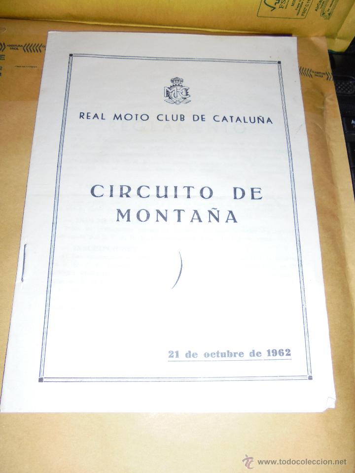 Coches y Motocicletas: REGLAMENTO - REAL MOTO CLUB DE CATALU&Ntilde;A CIRCUITO DE MONTA&Ntilde;A 21 DE OCTUBRE 1962 - 8 PAG. 21X15 CM.