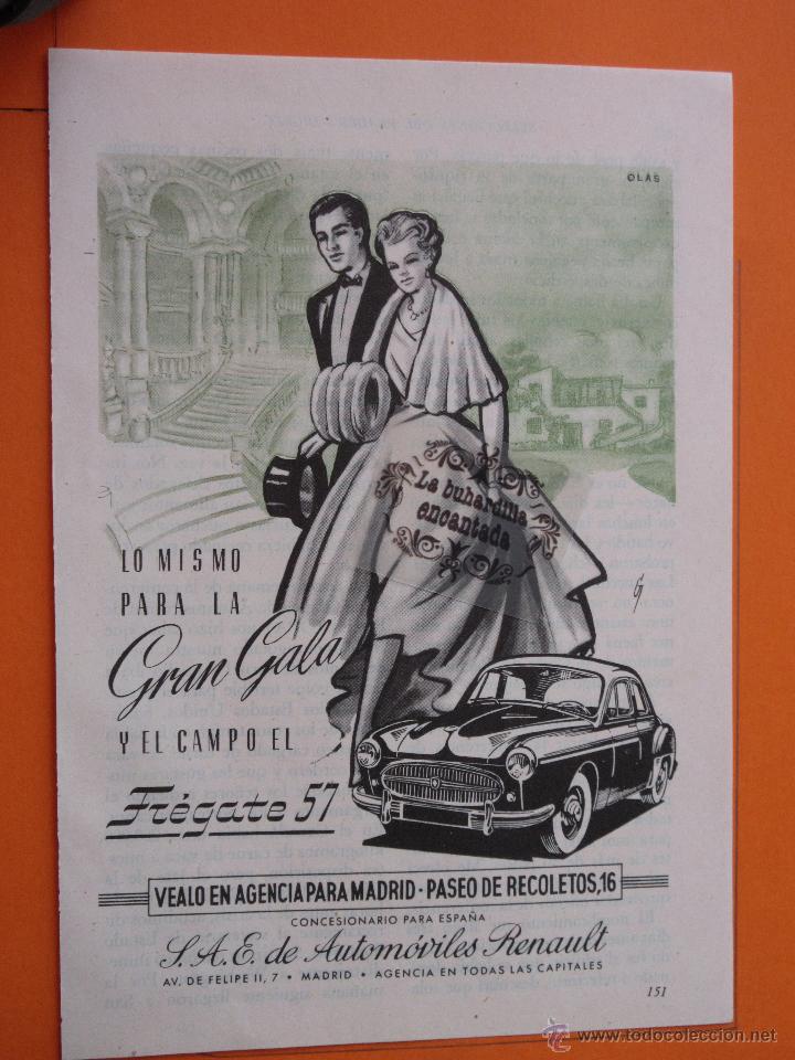Voitures et Motocyclettes: PUBLICIDAD 1957 - COLECCION COCHES - RENAULT FREGATE 57