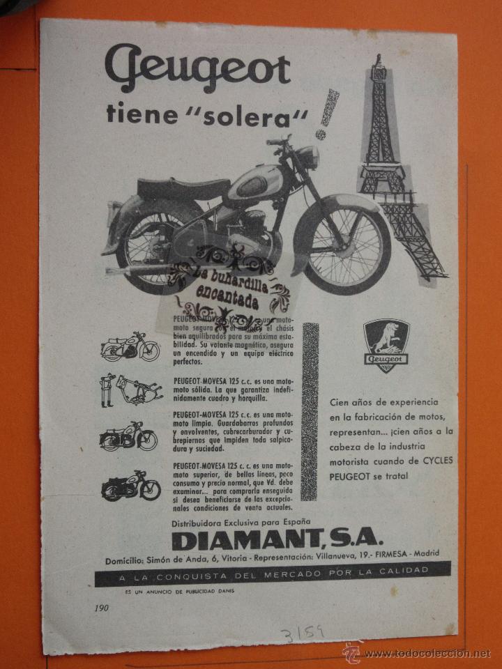 Coches y Motocicletas: PUBLICIDAD 1959 - COLECCION COCHES - MOTOS PEUGEOT