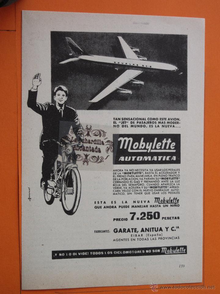 Carros e motociclos: PUBLICIDAD 1959 - COLECCION COCHES - MOTOS MOBYLETTE GARATE ANITUA Y CIA EIBAR