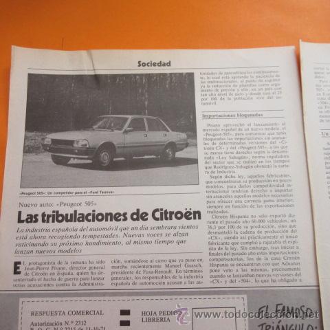 Coches y Motocicletas: ARTICULO 1980 - LAS TRAIBULACIONES DE CITROEN - PEUGEOT 505 - 2 PAG