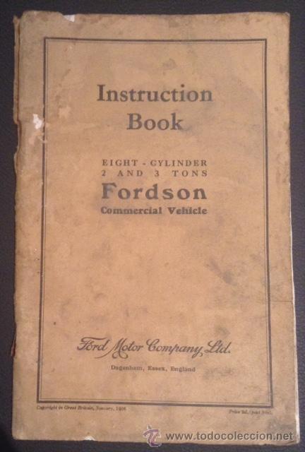 Automobili e Motociclette: manual del usuario libro de instrucciones fordson 8 cilindros original de 1936