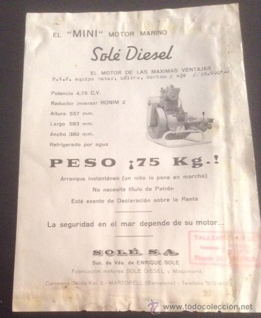 Cars and Motorcycles: folleto catalogo original de motor marino sole diesel martorell barcelona