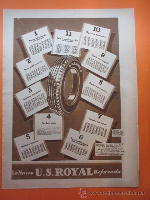 Autos und Motorr&auml;der: PUBLICIDAD 1929 - COLECCION COCHES - LA NUEVA U.S. ROYAL REFORZADA NEUMATICOS