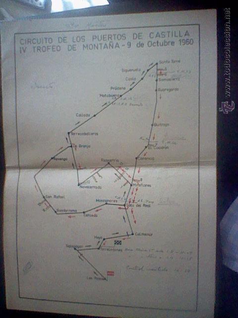 Carros e motociclos: TRAMOS ITINERARIO PROMEDIOS  R.A.C CIRCUITO PUERTOS CASTILLA 9 OCTUBRE 1960 *C23 RALLY