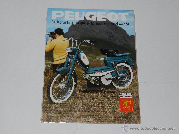 Coches y Motocicletas: CATALOGO MOTOCICLETA PEUGEOT 104  PEUGEOT 102 , UNA PAGUINA , BUEN ESTADO