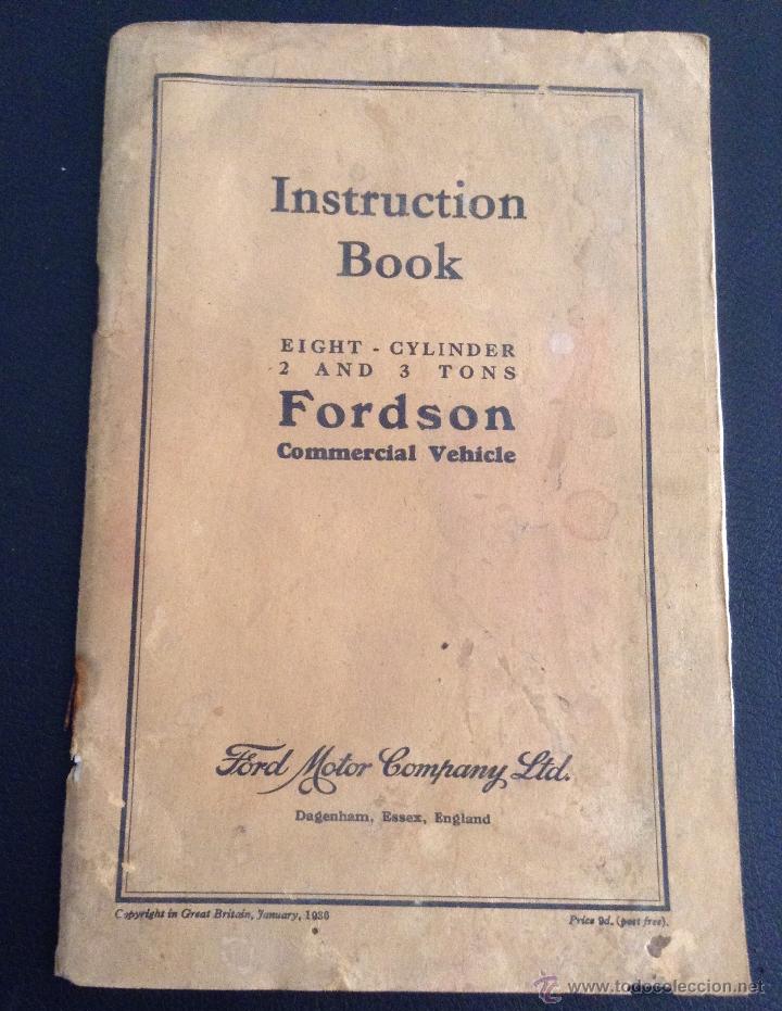 Automobili e Motociclette: manual del usuario libro de instrucciones fordson 8 cilindros original de 1936