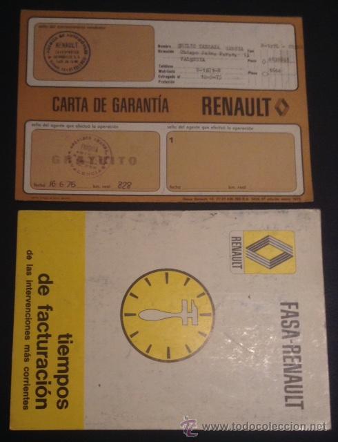 Carros e motociclos: carta de garantia renault r 12 tl de 1975 y tiempos de facturacion