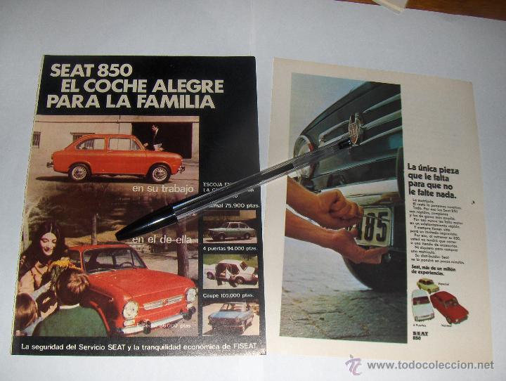 Coches y motocicletas: PUBLICIDAD DE SEAT 850. EL COCHE ALEGRE PARA LA FAMILIA. 3 ANUNCIOS.
