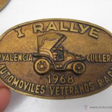 Coches y Motocicletas: CHAPA BRONCE I RALLYE VALENCIA CULLERA AUTOMOVILES VETERANOS 1968 REAL AUTOMOVIL CLUB CV . Lote 52984184