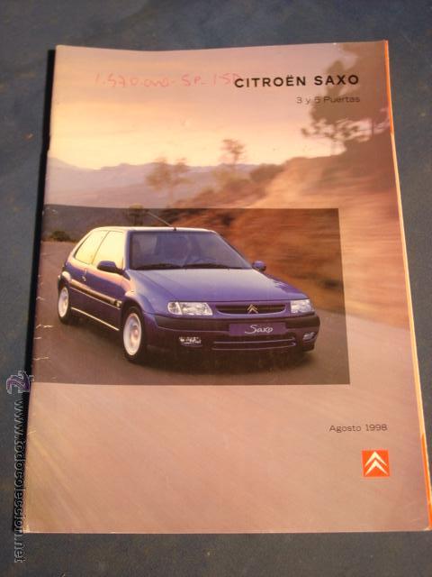 Coches y Motocicletas: Cat&aacute;logo Citro&euml;n Saxo con D&iacute;pticos Interiores en Formato 30,5x24,5 con 33 p&aacute;g. Agosto del 1998