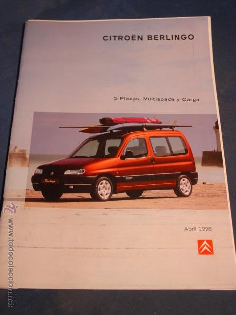 Coches y Motocicletas: Cat&aacute;logo Citro&euml;n Berlingo con Caracter&iacute;sticas en Formato 30,5x24,5 con 27 p&aacute;g. Abril del 1998