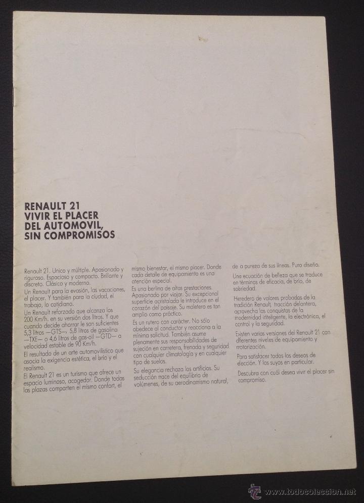 Carros e motociclos: Folleto catalogo publicidad original renault 21 txe-gts-gtd