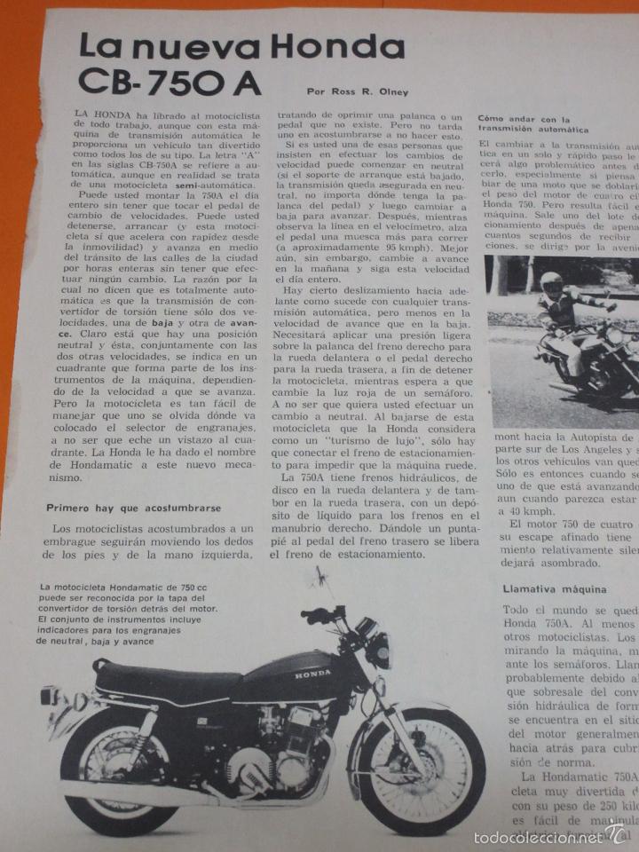 Coches y motocicletas: ARTICULO 1977 - HONDA CB 750 A - 1 PAGINAS