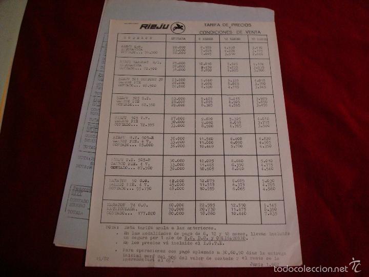 Autos und Motorr&auml;der: tarifa de  precio y condiciones de venta de ciclomotores de rieju 1982