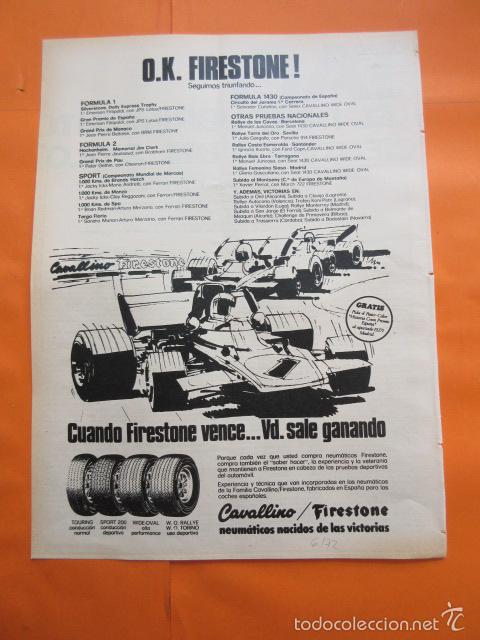 Coches y motocicletas: PUBLICIDAD 1972 - COLECCION COCHES - NEUMATICOS CAVALLINO FIRESTONE