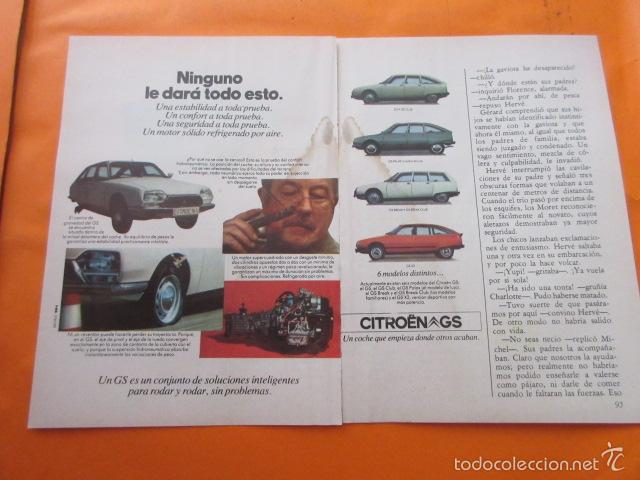 Coches y Motocicletas: PUBLICIDAD 1975 - COLECCION COCHES - CITROEN GS - DOBLE PAGINA CORTADA POR EL CENTRO