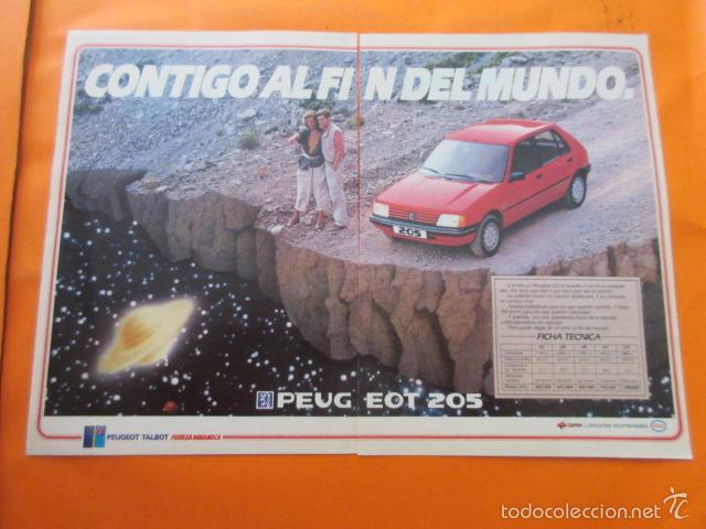 Coches y Motocicletas: PUBLICIDAD 1984 - COLECCION COCHES - PEUGEOT 205 - DOBLE PAGINA CORTADA POR EL CENTRO