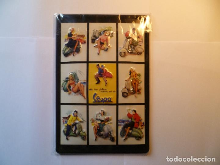 Coches y Motocicletas: CARTEL PUBLICITARIO TROQUELADO METALICO VESPA  30X20 Cm.