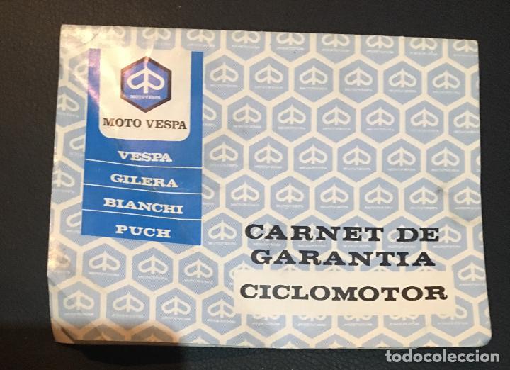 Coches y Motocicletas: carnet de garantia de ciclomotor vespa delta delta