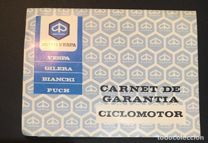 Coches y Motocicletas: carnet de garantia de ciclomotor vespa gilera bianchi puch
