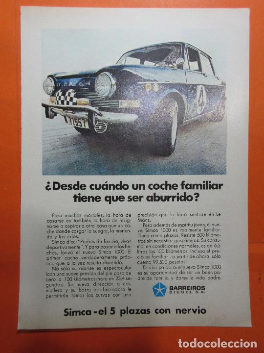 Carros e motociclos: PUBLICIDAD 1970 - COLECCION COCHES - SIMCA 1000 BARREIROS DIESEL