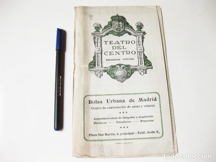Coches y motocicletas: PROGRAMA OFICIAL DEL TEATRO DEL CENTRO. 1922 - Foto 1