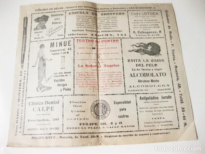 Coches y motocicletas: PROGRAMA OFICIAL DEL TEATRO DEL CENTRO. 1922 - Foto 2
