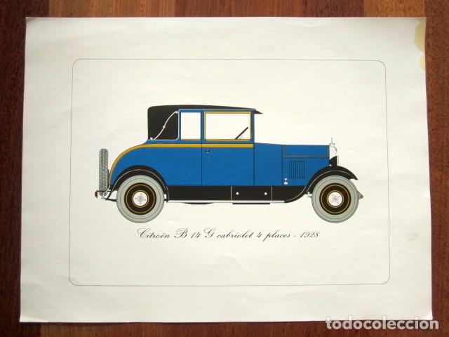 Coches y Motocicletas: CITROEN B 14 G CABRIOLET 4 PLAZAS. A&Ntilde;O 1928. L&Aacute;MINA 40 X 30 CM