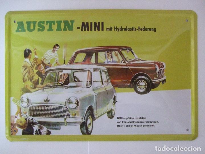 Carros e motociclos: PLACA MET&Aacute;LICA AUSTIN MINI BMC ALEMANIA - COCHE CARTEL PUBLICIDAD DECORACI&Oacute;N RETRO CHAPA
