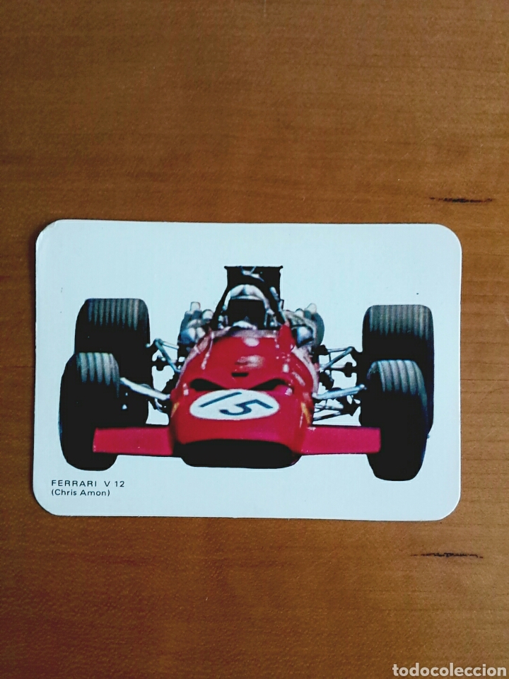 Coches y motocicletas: Calendario de bolsillo publicidad Ferrari V8 piloto Chris Amon a&ntilde;o 1973