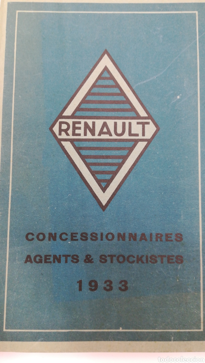 Carros e motociclos: Renault.  1933. Concessionnaires agents stockistes. Folleto