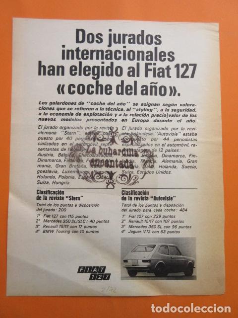 Coches y Motocicletas: PUBLICIDAD 1972 - COLECCION COCHES - FIAT 127 COCHE DEL A&Ntilde;O