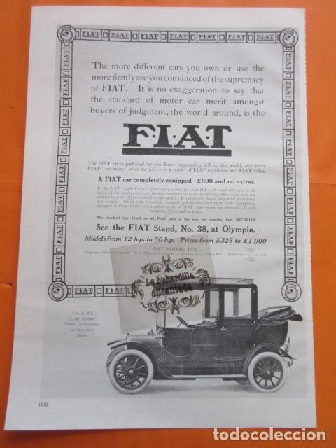 Coches y Motocicletas: CARTEL - FIAT LIGHT FITEEN --- TRASERA --- HUPMOBILE - 28 x 41 CM.