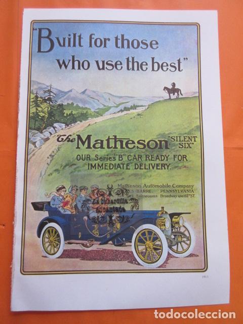 Automobili e Motociclette: CARTEL - THE MATHESON SILENT SIX --- TRASERA --- THE PIERCE ARROW - 28 x 41 CM.