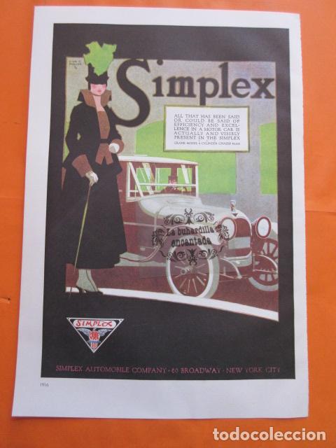 Coches y Motocicletas: CARTEL - SIMPLEX AUTOMOBILE COMPANY--- TRASERA - MILBURN LIGHT ELECTRIC - 28 x 41 CM.