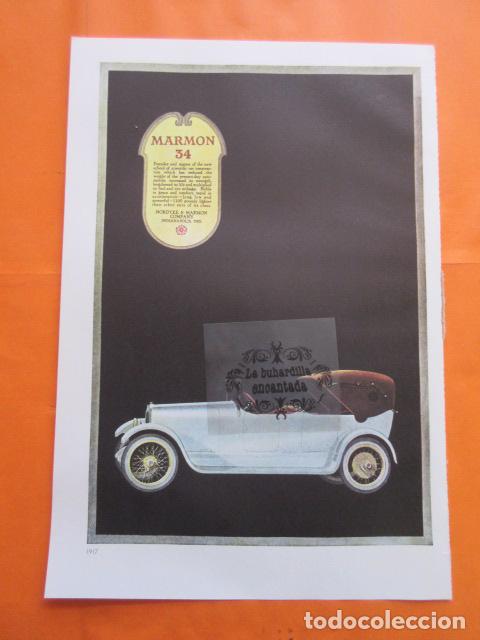 Coches y Motocicletas: CARTEL - MARMON 34 --- TRASERA - RAULANG ELECTRIC THE BAKER R & L COMPANY - 28 x 41 CM.